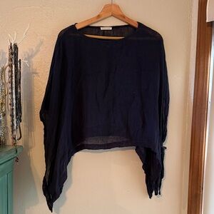 Eileen Fisher Linen Asymmetrical Top/Poncho